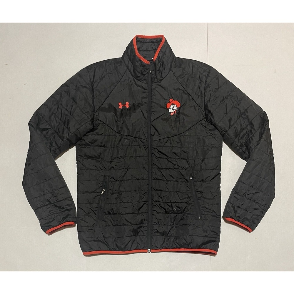 Under Armour Loose Fit Black OSU Full Zip Puffer Large Pistol Pete Osu Jacket